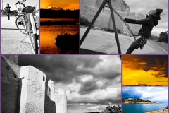 Collage foto tramonto e matrimonio