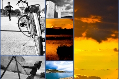 Collage foto tramonto e matrimonio