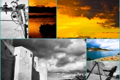 Collage foto tramonto e matrimonio