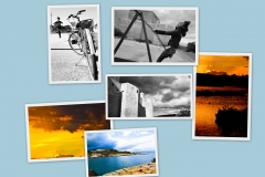 Pila di immagini con tramonti e paesaggi