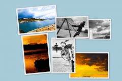 Pila di immagini con tramonti e paesaggi